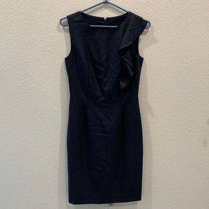 NWT J.Crew Ruffle Front Sheath Dress in Super 120s Wool Blue 2